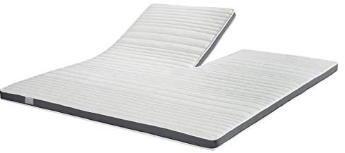 Traumnacht Split Duo Topper aus Viscoschaum und Kaltschaum mit Klimaband und zwei verschiedenen Liegeseiten, 180 x 200 cm, weiß, Öko-Tex zertifiziert, produziert nach deutschem Qualitätsstandard