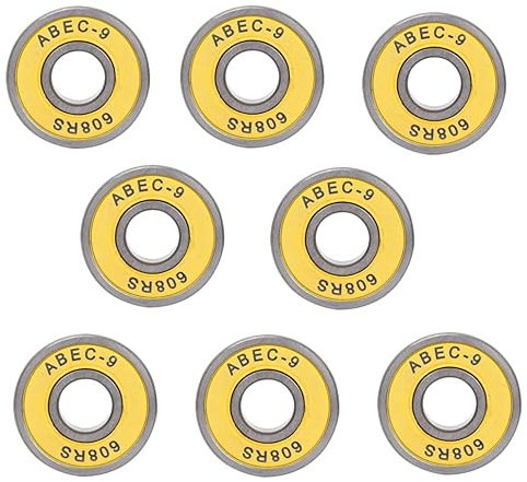8 Stücke Skate Roller Bearing Longboard Roller Skate Bearings 608 Kugellager für Skateboards Inline Skating Roller (Gelb 9)