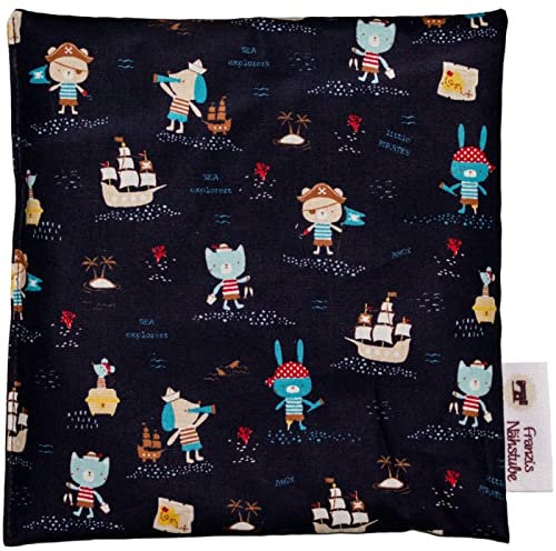 Franzis Nähstube 20x20cm Dinkelkissen Piraten in 100% Baumwolle I Körnerkissen Dinkel 20x20 für Mikrowelle I Wärmekissen, Dinkelkernkissen, Nackenwärmekissen