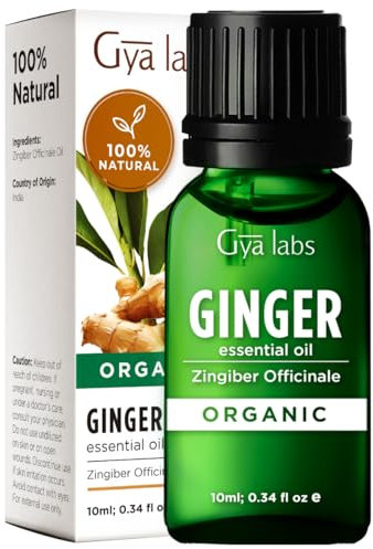 Gya Labs Ätherisches Bio-Ingweröl für Körperkomfort - 100% reines und natürliches ätherisches Bio-Ingweröl für Haare, Haut & Diffusor (10ml)