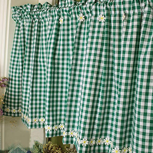 MANG Küchengardine Kariert Scheibengardine Baumwolle Kurzgardine Rot Grün Landhaus Kurzstores Gardinen Vintage Kleinfenster Bistrogardine