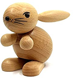 Kuhnert Drechslerei Osterdekoration/Osterhase „Hilde“ stehend, Blick nach Oben gerichtet, aus hellem Holz, für EIN Bezauberndes Osterfest oder eine dauerhafte Dekoration, Holzkunst Made in Germany