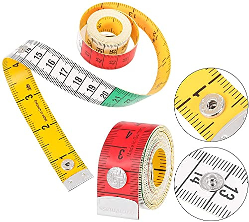 Telliswelt Schneidermaßband mit Knopf 150 cm gelb Zentimeter/Inch | Schneidermaßband mit Knopf zum Feststellen, 150 cm/60 inch, gelb, mit Zentimeter- und Inch-Einteilung – praktisch beim Nähen.