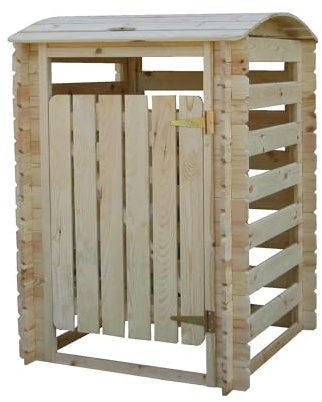 Cache Poubelle en Bois à Porte Verrouillables, Abri Poubelles de Jardin pour Entreposage de 1 Bac Poubelles Standard de 240 litres 97cm x 97cm x H137cm TIMBELA M606-1