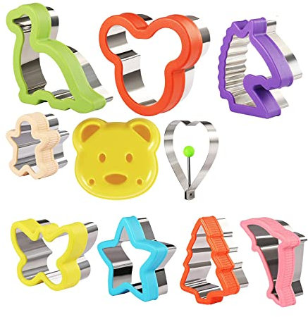 MYSUNBAR 40stk Ausstechformen Kinder Set Sandwich Ausstecher Brotausstechformen mit Gemüse Obst Plätzchenausstecher Edelstahl Komfortgriff für Kuchen, Keks, Gemüseschneider Dino Stern Herz