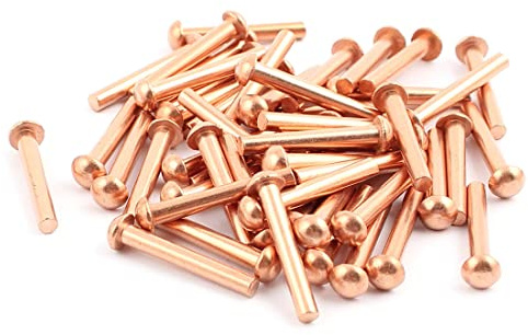 PATIKIL 1/8x25/32 Rotondo Testa Rame Rivetti, 50pz Solido Rivetti Fissaggio