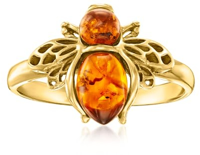 Ross-Simons Amber Bumblebee Ring in 18kt Gold Over Sterling. Size 7