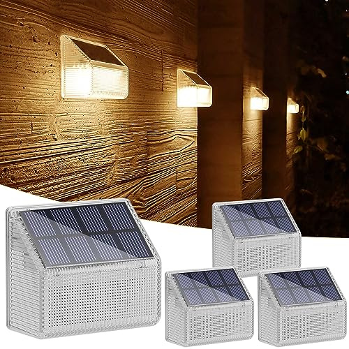 Lacasa Lampada solare per esterni a parete, set di 4, luce solare per esterni, lampada da parete, illuminazione impermeabile per giardino, percorsi, terrazza e patio decorazione, 50 lumen, 24 LED