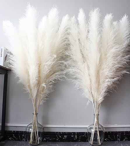 Bannifll 46 Inch 10 Stems White Pampas Grass Decor Tall, Dried Plants, Natural Dried Flowers for Wedding, Natural Home Decor, Wall Grass, Glam Decor