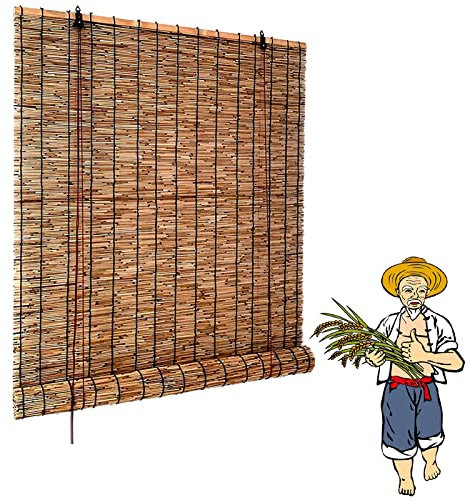 Bambusrollo Sonnenschutz Sichtschutz 60/90/120/140/150cm Breit Bambus Rollos Für AuBenbereich Rollo Seitenzugrollo Blickdicht Wetterfest Outdoor Raffrollo Jalousie Holz Fenster-Rollo Für Balkon