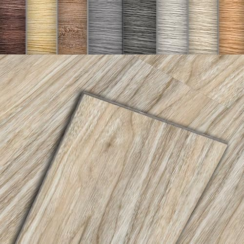 Froadp PVC Bodenbelag Selbstklebend 5,02m² Vinylboden Holzoptik Bodenfliesen Vinyl Klebefliesen 36 Stück Vinyl-Fliesen Rutschfest Wasserfest Laminat Dielen für Eingangstür Küche Balkon (Eiche Hell)