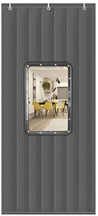 Raumteiler Vorhang, Türvorhang kälteschutz, Mit PVC-Sichtfenster, Zum Warmhalten im Winter(Gray,27.5 X 78.7in(70 X 200cm))