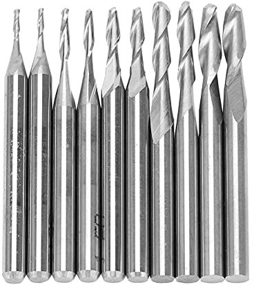 Kugelfräser, 10 Stück, Spiralfräser, Gravur, Schnitzwerkzeug Mit 5 Arten von Klingen, Spezifikationen Zum Fräsen von Legierten Stählen, Gehärtetem Stahl, Metall