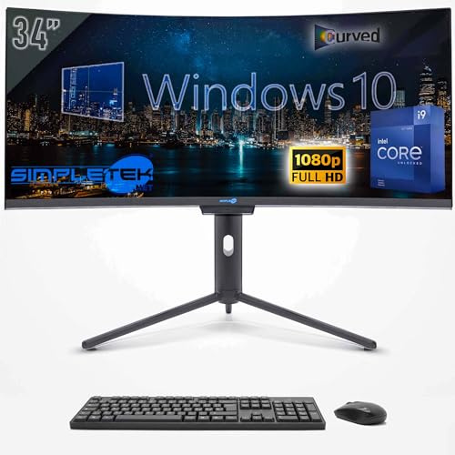 SIMPLETEK - PC All in one 34 Curvo FHD | i9 12° Gen | Windows 10 Pro | 4GB RAM | 240GB SSD | Webcam Integrata 5MP | WiFi6 e BT 5.2