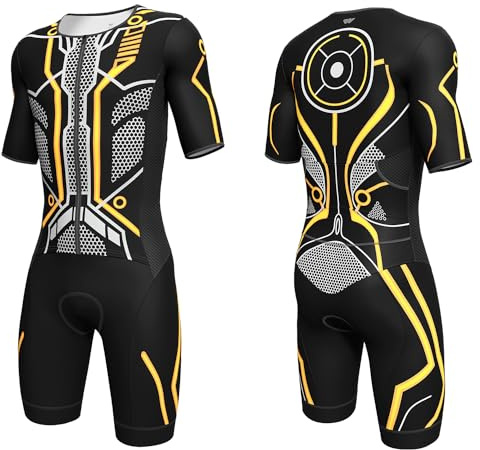 Lo.gas Herr Pro Trisuit kortärmad triathlondräkt för ironman-tävlingar och triathlon-tävlingar – högkvalitativ triathlondräkt för män, Orange 2, M