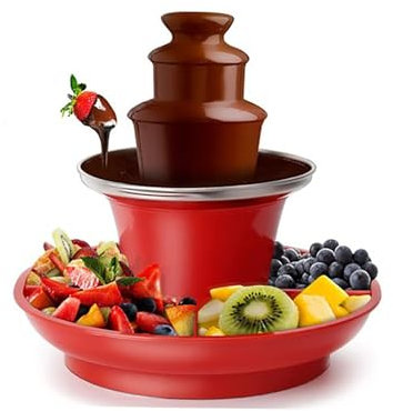 ERICAT Olla para Fondue De Chocolate, Máquina Fuente De Chocolate Casera De 3 Niveles con Bandeja, Capacidad De 200 Gramos De Chocolate Caliente Y Control Preciso De Temperatura, para Restaurantes