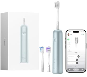Laifen Wave Spazzolino Elettrico, Oscillante e Vibrazione Spazzolino Elettrico Sonico per Adulti con 3 Testine, IPX7, Impermeabile, Magnetico, Ricaricabile, Spazzolino da Viaggio (Alluminio Blu)