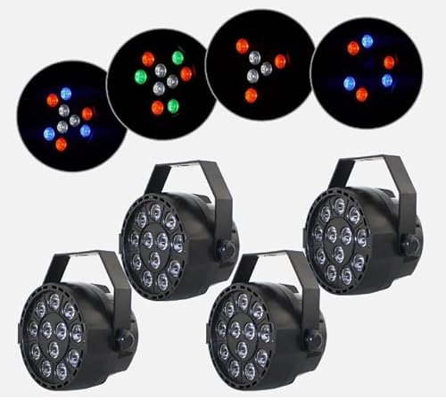 CLEADONG 4 Stücke 12 LED Par Scheinwerfer Bühnenlicht, Bühnenlicht Partylicht RGB Discolicht Scheinwerfer Beleuchtung Moving Head, für Stage Outdoor Party Bar Bühne Hochzeit Weihnachten