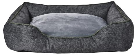 Dehner Lieblinge Kuschelbett Cleo, Hundebett/Katzenbett mit Anti-Rutsch-Boden, ca. 90 x 69 x 21 cm, Größe L, aus recycelten Materialien, grau