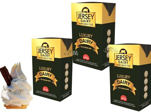 Ice Cream Mix - Soft Serve - Premium Jersey Gold Luxury Ice Cream Mix - 3 Packs of 1L Boxes - Compartible With Ninja Creami - Superior Creamier Taste - Great For Home or Commercial Use - 3 x 1L Total
