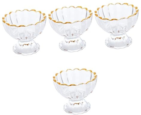 COLLBATH Lot De 4 Bols À Dessert En Verre De 150 Ml Avec Pied Pour Glaces Collations Salades