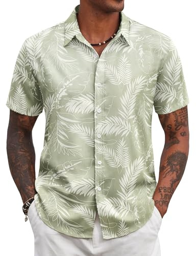 COOFANDY Camisa Hawaiana Hombre Manga Corta Camisas Flores Camisas Verano Estampadas Ajuste Regular