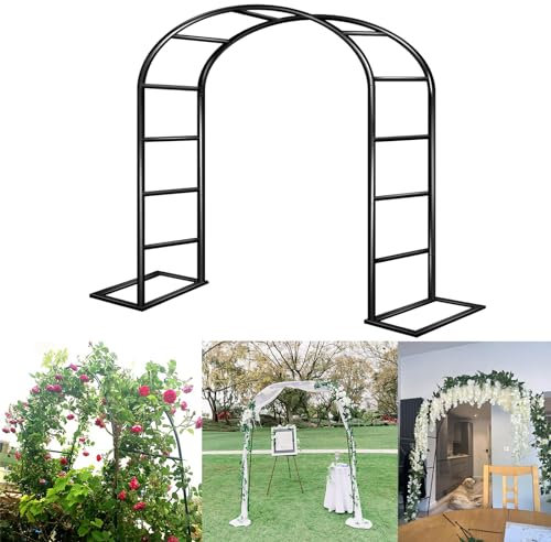 Arche de jardin en métal résistant aux intempéries pour plantes grimpantes - Soutien solide pour jardin, terrasse, pelouse, jardinières, noir (1,2 x 2,20 m)