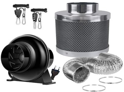 Extractor de Aire, Ventilador De Ventilación Con Conducto En Línea De 4 Pulgadas, Ventilador De Circulación, Purificador De Aire, Filtro De Carbono, Combo De Control De Olores, Kits De Tienda De Culti