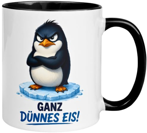 Pinguin Geschenk Tasse | Ganz dünnes Eis | Lustiger Becher Morgenmuffel
