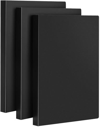 JEFURE A4 Display Folder with Plastic Sleeves, Display Book Folders with 40 Pockets, Presentation Folder, Project Folders for Storing Document and Certificate(3 Book, Black)