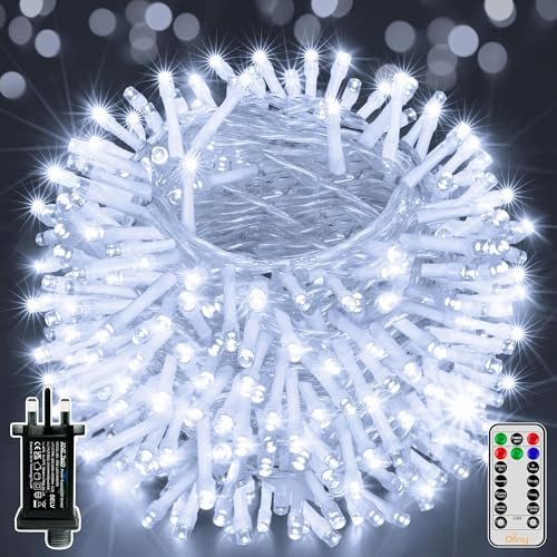 Ollny Fairy Lights Mains Powered, 80m 800 LED Outdoor String Lights, Cool White Waterproof Garden Light with Plug/Timer/8 Modes/Dimmable for Outside/Indoor/Window/Wedding Decorations