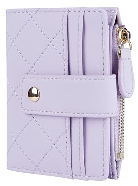 Cynure Women's Cute Leather Card Holder Small Compact Bifold Wallet with Zip Coin Pocket,Light Purple