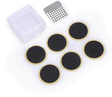 HOUSON Sofort-Reifenreparatur-Set für Fahrrad & MTB Selbstklebende Fahrradreifen Patches Kleberfreie Schaumstoff-Patches mit Metall-Schleifblatt – 6X Flicken Aufbewahrungsbox