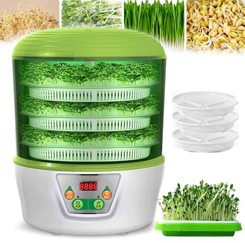 XCSCUK Machine à germes de soja entièrement Automatique, Machine à germes de soja, Outils de semis de Germination de graines électriques, pour Radis, Herbe de blé