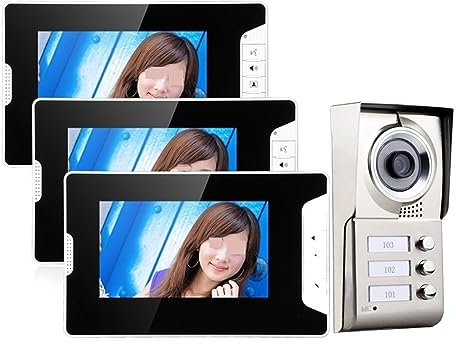 SMTYXS 7 Pollici TFT 3 Appartamenti Videocitofono Citofono IR-CUT HD 1000TVL Telecamera Campanello Telecamera Con 3 Pulsanti 3 Monitor