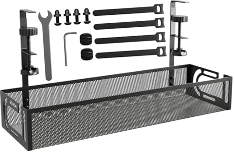 Wire Management Robe - Cable Board, Bobbin Holder, Cable Holder | Under Table Office Organizer, Wire Shelf Without Drill for Workstation Desk, Tidy Bin