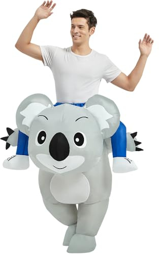 FXICH Aufblasbares Koala-Kostüm für Damen und Herren, Cosplay-Party für Erwachsene, Aufsitz-Koala-Kostüm, Aufblasbare Kostüme für Halloween