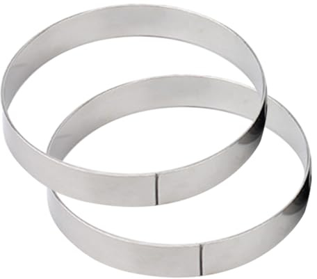 HOMOBABE Anillos de Acero Inoxidable Redondos para Hornear Pizza y Pasteles, 2 Piezas Resistentes y Duraderos para Repostería y Cocina Casera