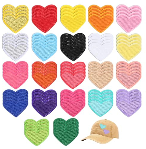 88 Stück Herz Flicken zum Aufbügeln 2,5 X 2 Cm Bestickte Applikationen Zum Aufnähen Herzform Sticker Patches Bügelaufkleber Flicken Bügelbilder Für Textilien Hut Jeans Kleidung Jacke Rucksäcke DIY