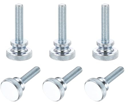 PATIKIL Tornillos De Mano M8 X 34mm Con Estriado, 6Pcs Tornillos Metricos Con Cabeza Estriada Y Espiga Para Apretar, Sujetadores Con Rosca Para Montaje De Monitores Y TV