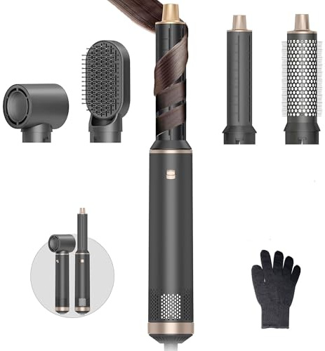 Hair Styler 5 in 1, Magic Hairstyler, 1000W Hair Dryer Brush for Hair Styling, Hot Air Brush for Volumizing, Hair Wrap Dryer Set with Detachable Heads Comb