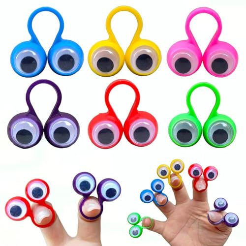 50 Stück Augen Finger Spielzeug, Wackelnde Fingerpuppen mit Großen Augen, Pädagogisches Fingerspielzeug für Rollenspiele, Partygeschenk für Geburtstag und Halloween, Farbe Zufällig 3x3x1.5cm