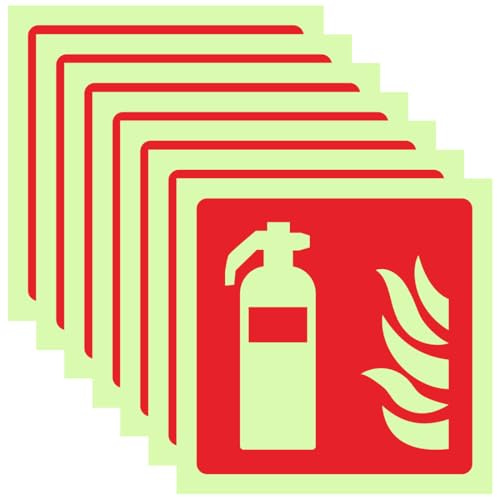 OPVYAEU 7 Piezas Señal Extintor PVC Autoadhesivo, cartel extintor homologado 2026, Señal Fotoluminiscente Extintor para Exterior e Interior Señalde Protección Contra Incendios 100mm x 100mm