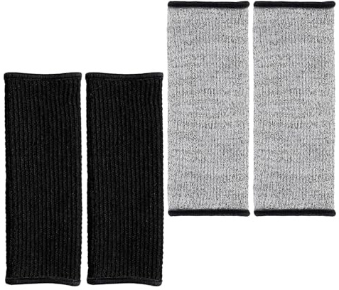IWOWHERO Maniche Protettive Antitaglio da 20 CM Set 2 Paia Grigio e Nero Protezioni per Avambracci Resistenti a Forature e Contusioni Maniche da Lavoro per Giardinaggio Saldatura e Cucina