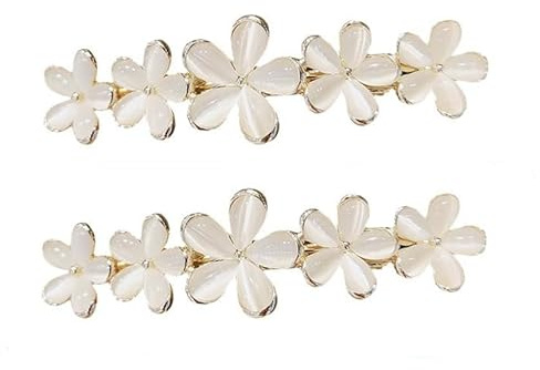 Haarspangen mit goldener Blume, Opal, goldfarben, glitzernd, für Hochzeit, Abschlussball, Verlobung, Geburtstag, dekoratives Zubehör für Frauen und Mädchen, dickes, feines Haar, 2 Stück