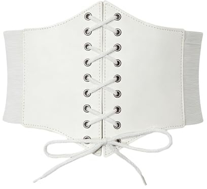 Wildarms Ceinture corset vintage pour femme, ceinture large avec cordons réglables et style rétro élégant