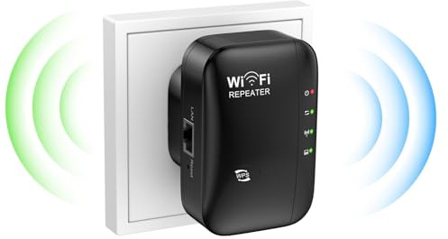 WLAN Repeater 300 Mbit/s 2.4 GHz, WLAN Verstärker mit Repeater/AP Modus | WiFi Repeater mit Ethernet-Anschlus, Internet Verstärker bis zu 5000 sq.ft und Allen WLAN Geräten