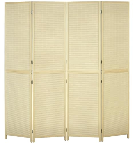 HOMCOM 4 Panel Folding Room Divider Privacy Screen 180 x 180cm Natural