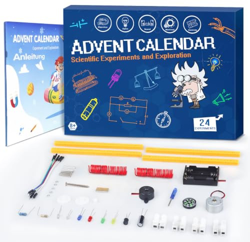 Adventskalender 2026, 24 dagar jul vetenskapsexperiment nedräkning kalender för pojkar barn som älskar vetenskap
