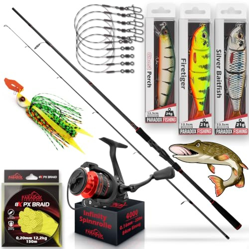 Paradox Fishing Firetiger Spinnrute I 2,1m/2,4m/2,7m I 5-20g/ 15-35g/ 20-60g I Barsch Rute I Zanderrute I Hecht Rute - Spinnruten